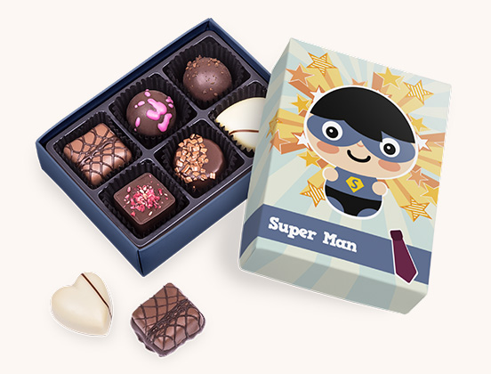 Einzigartige Merkmale des Pralinen-Sets für den Super-Mann