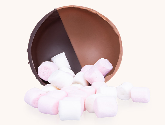 Einzigartige Merkmale der Schokoladen-Marshmallow-Kugel